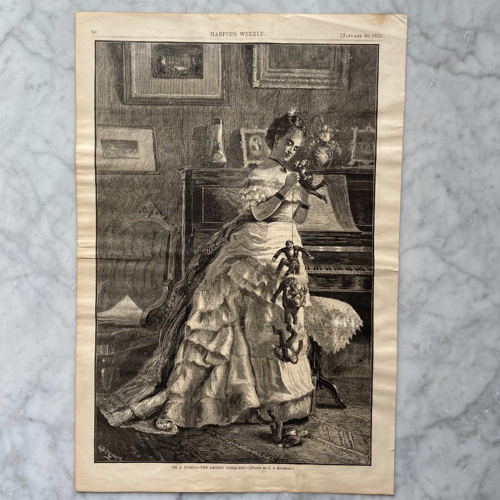 Harpers Weekly Newspaper, C.S. Reinhart, Woodblock